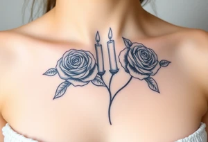 Blue, 2 roses, 2 candles, water tattoo idea