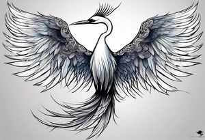 phoenix 
chinese 
egret
long tail 
elegant 
wings down
long neck
long feathers tattoo idea
