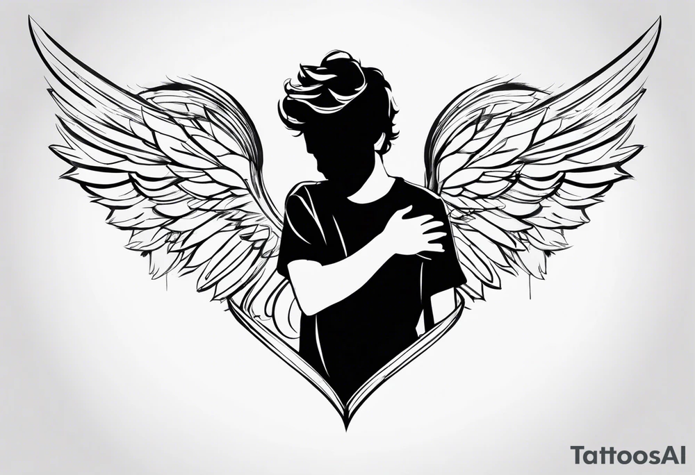 Liam Payn One Direction Memory Love Angel Wings Heart tattoo idea