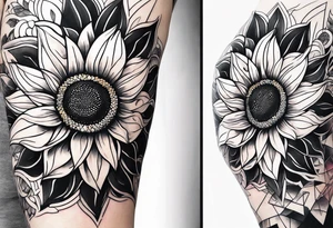 Colorful sunflower arm sleeve tattoo idea