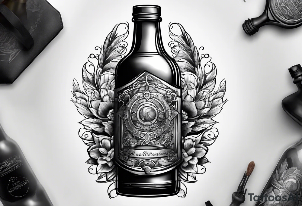 bottle and army tags tattoo idea