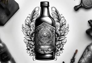 bottle and army tags tattoo idea