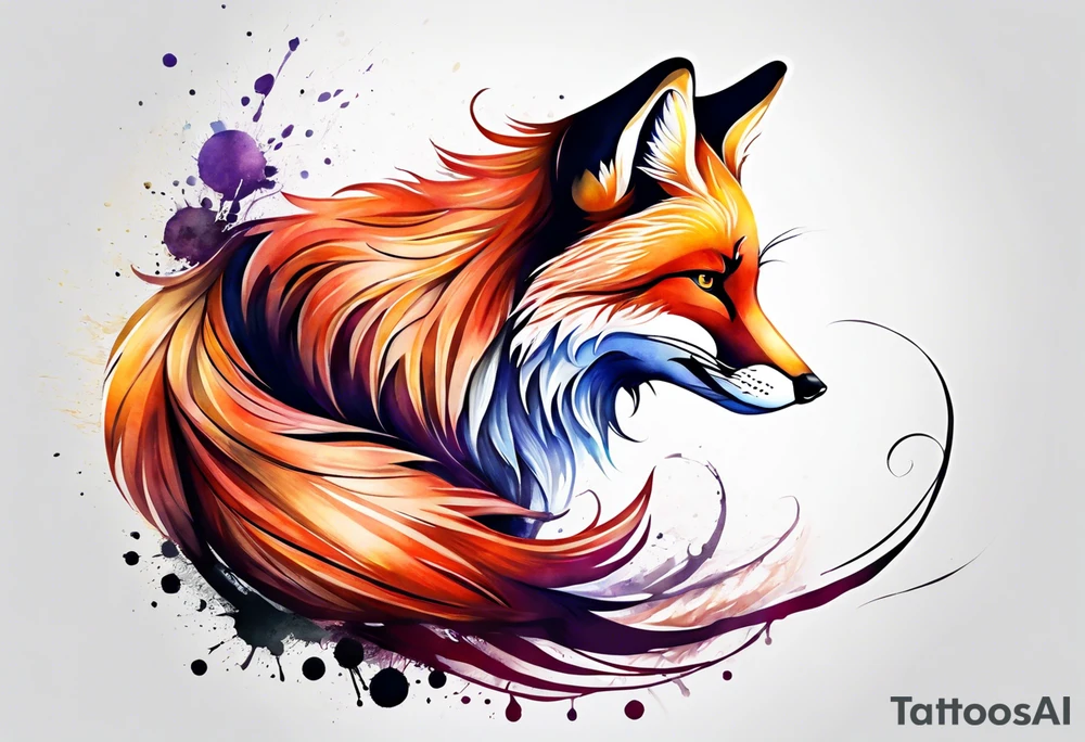 Watercolor fox tattoo idea