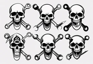 Skull eating wrench tattoo idea