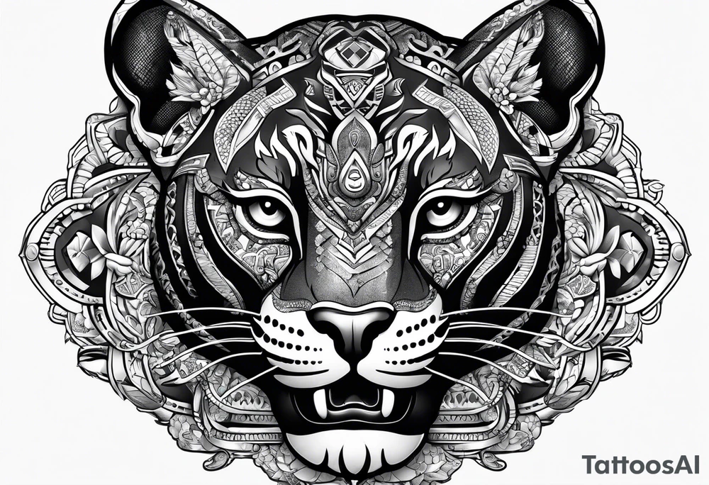 aztec black jaguar with snake tattoo idea