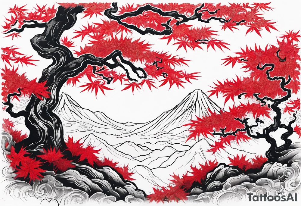 Japanese maple forest tattoo idea