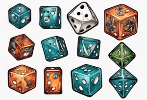 Dice with cat inside tattoo idea