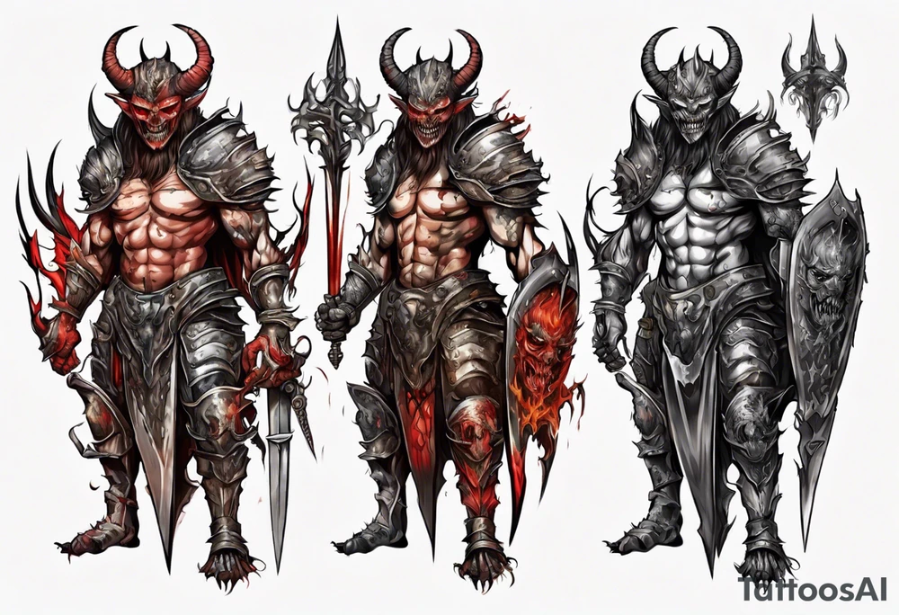 Demon in plate armor tattoo idea