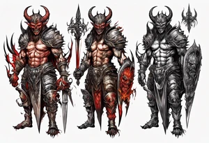 Demon in plate armor tattoo idea