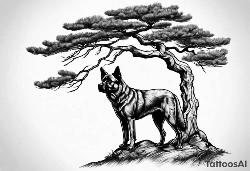 Pine tree representing a 3 legged dog tattoo idea