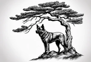 Pine tree representing a 3 legged dog tattoo idea