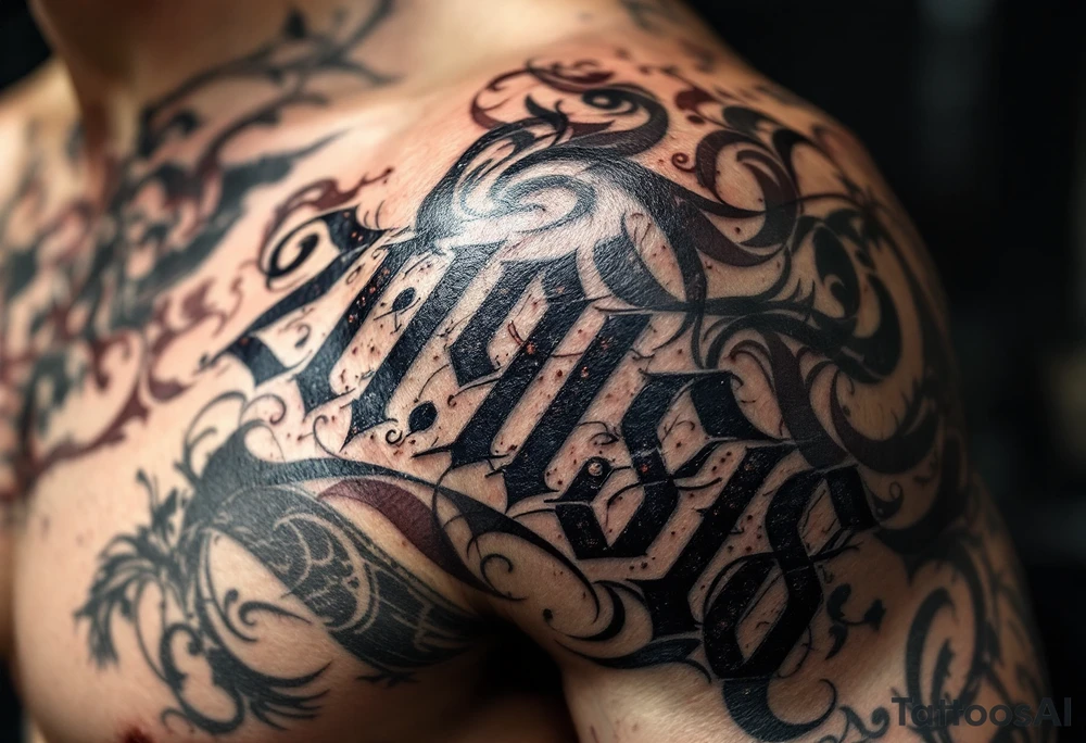 Birth date 27.11.1988 carved in Roman numerals with deep navy blue shadows. tattoo idea