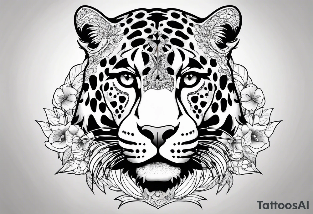 jaguar fine linework tattoo idea
