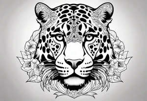 jaguar fine linework tattoo idea