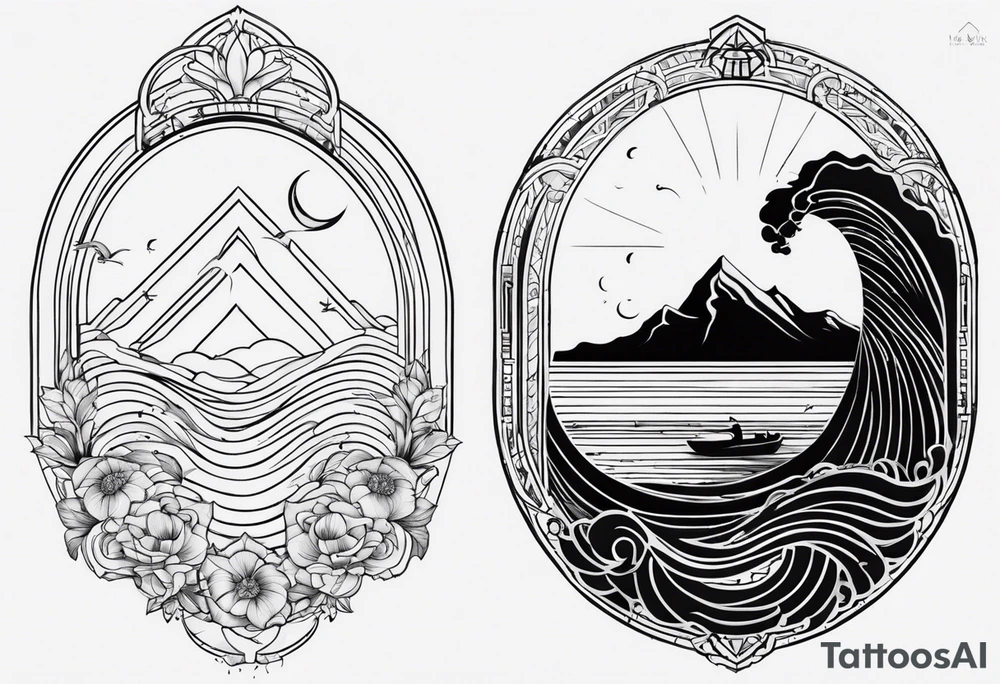 A balck tattoo for my shoulder with time and a date for my so 25.05.16 and a wave tattoo idea