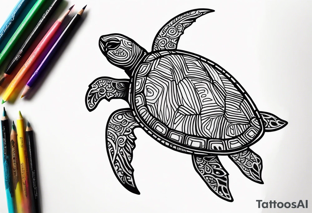 tropical psychedelic turtle tattoo idea