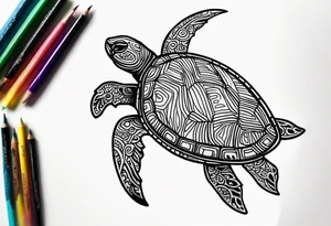 tropical psychedelic turtle tattoo idea