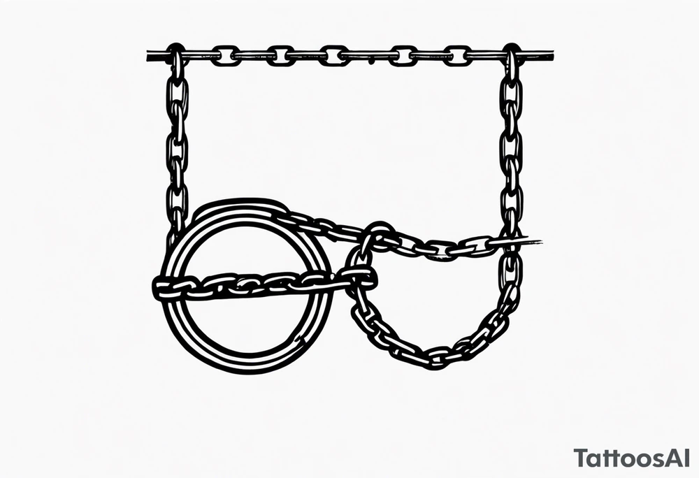 Tattoo of the word 'Self discipline' tied on both ends with metal chains and connected in the middle with a lock tattoo idea