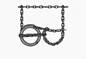 Tattoo of the word 'Self discipline' tied on both ends with metal chains and connected in the middle with a lock tattoo idea