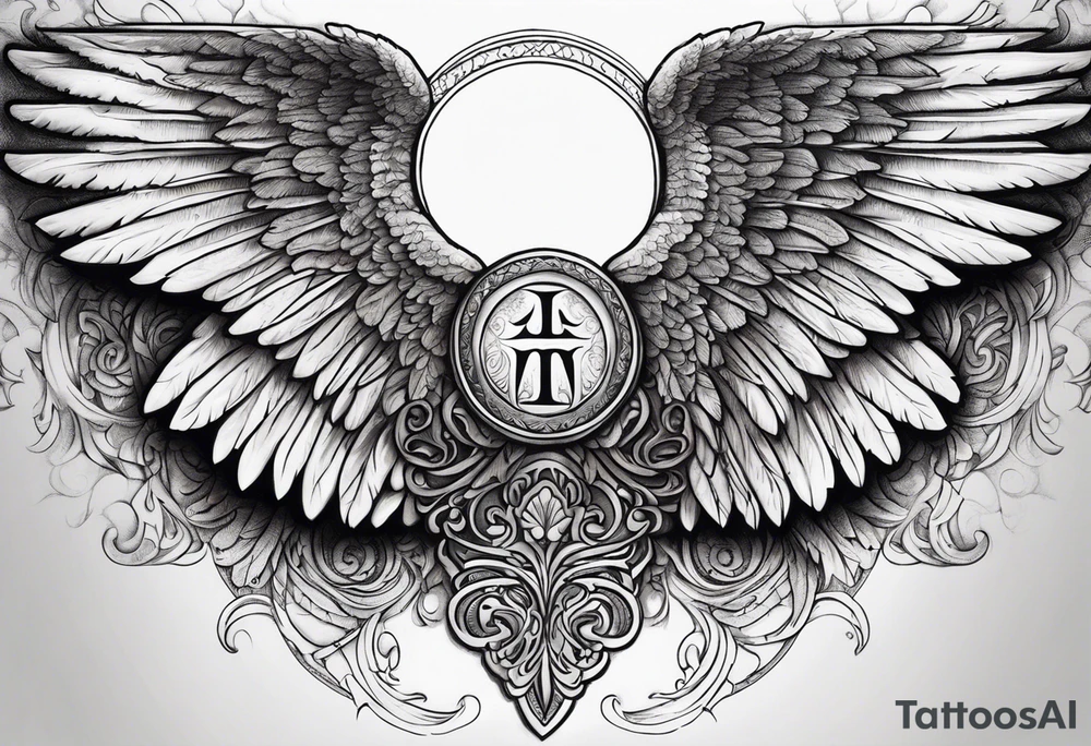 Angel Wings with the word Glenn in the middle tattoo idea