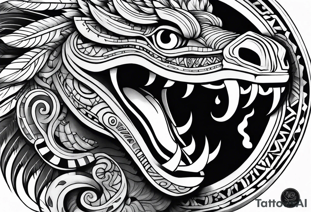 aztec feathered serpant tattoo idea