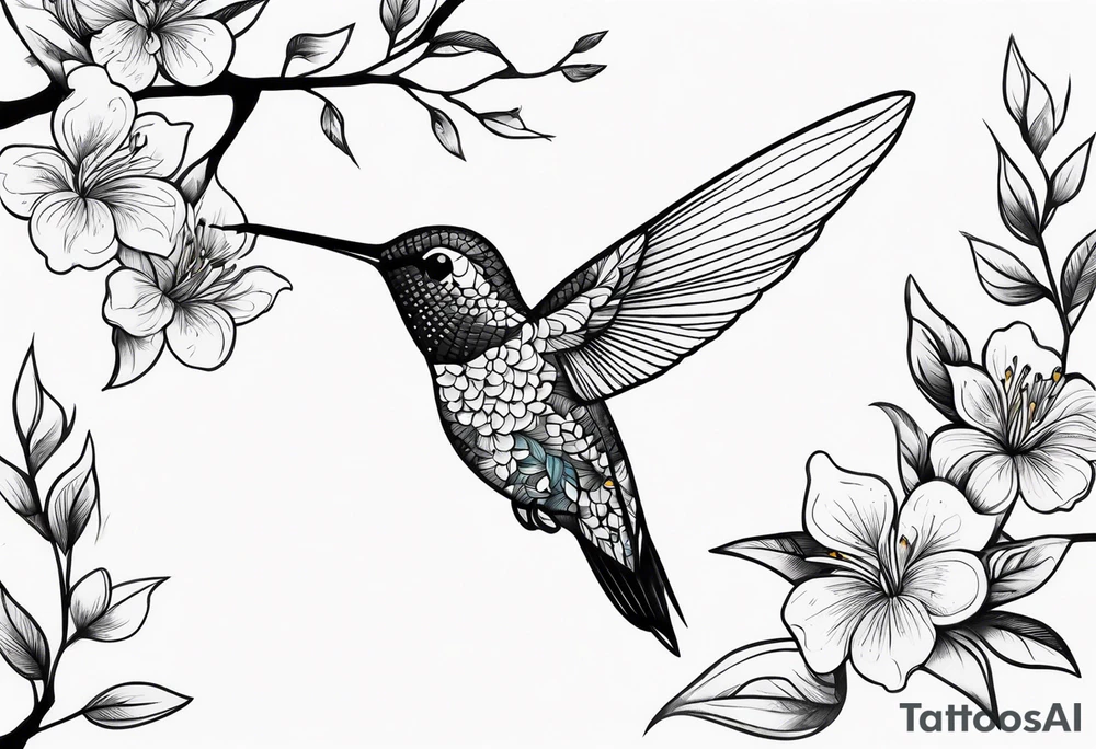 Hummingbird ON BRANCH tattoo idea