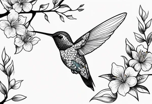 Hummingbird ON BRANCH tattoo idea