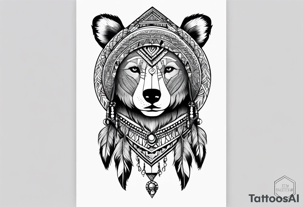 Girl indian bears hat tattoo idea