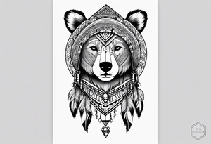 Girl indian bears hat tattoo idea