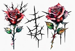 a bleeding watercolor rose, with a crown of thorns as the stem tattoo idea