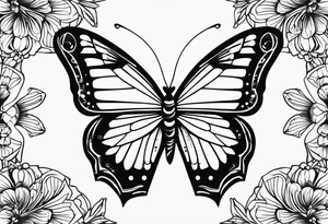 butterfly with the name Alike under it tattoo idea