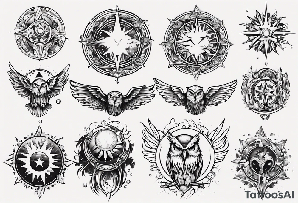 symbol eines Kriegers Wasser Eule Sonne 
Sapere Aude tattoo idea