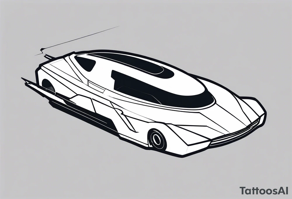 futuristic flying car tattoo idea
