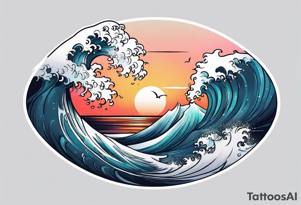 simple wave for outside forearm tattoo idea