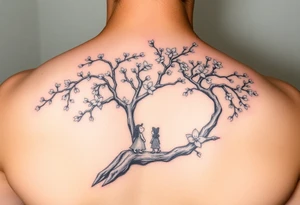 Cherry blossom tree wirh disney characters coming out tattoo idea