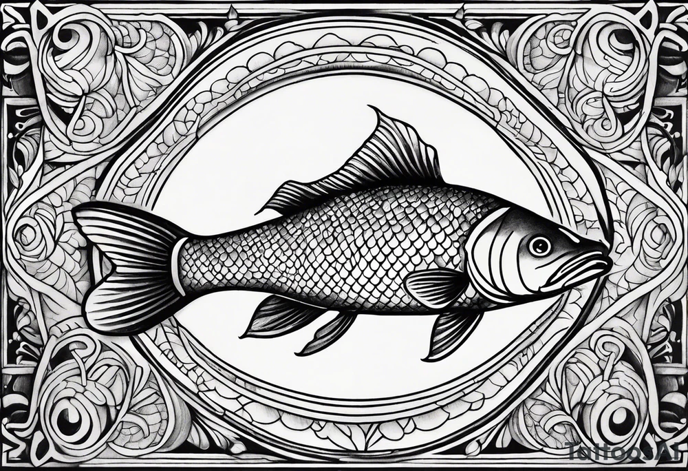 scale pattern with fish tattoo idea