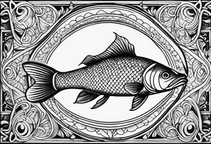 scale pattern with fish tattoo idea