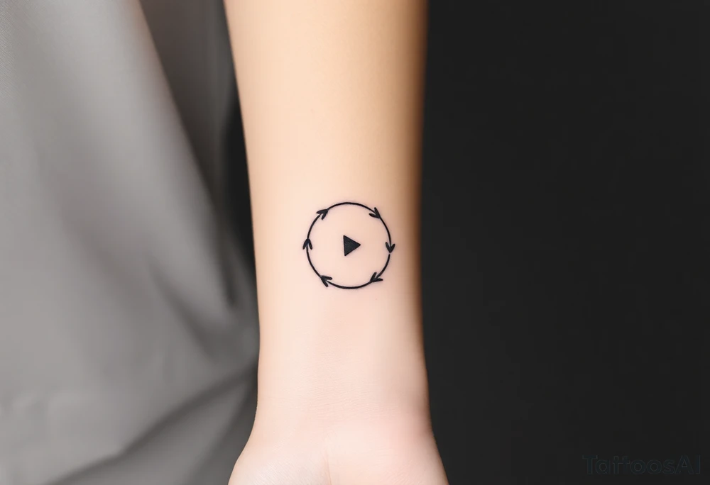 Rewind circle with play pause and stop in the circle tattoo idea