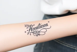 Anastacia in old English long beach California theme tattoo idea