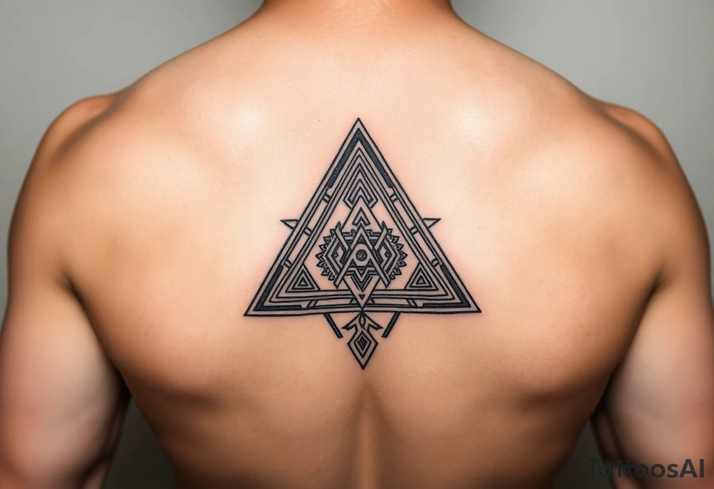 aztec triangle with intricate pattern tattoo idea