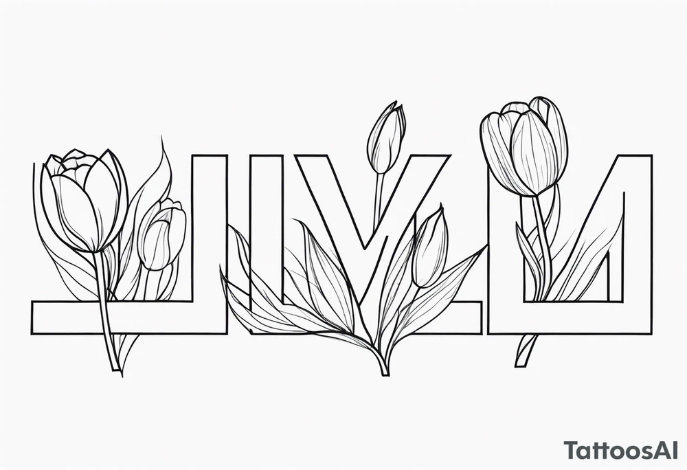 all the letters of the alphabet in one line with three tulips tattoo idea
