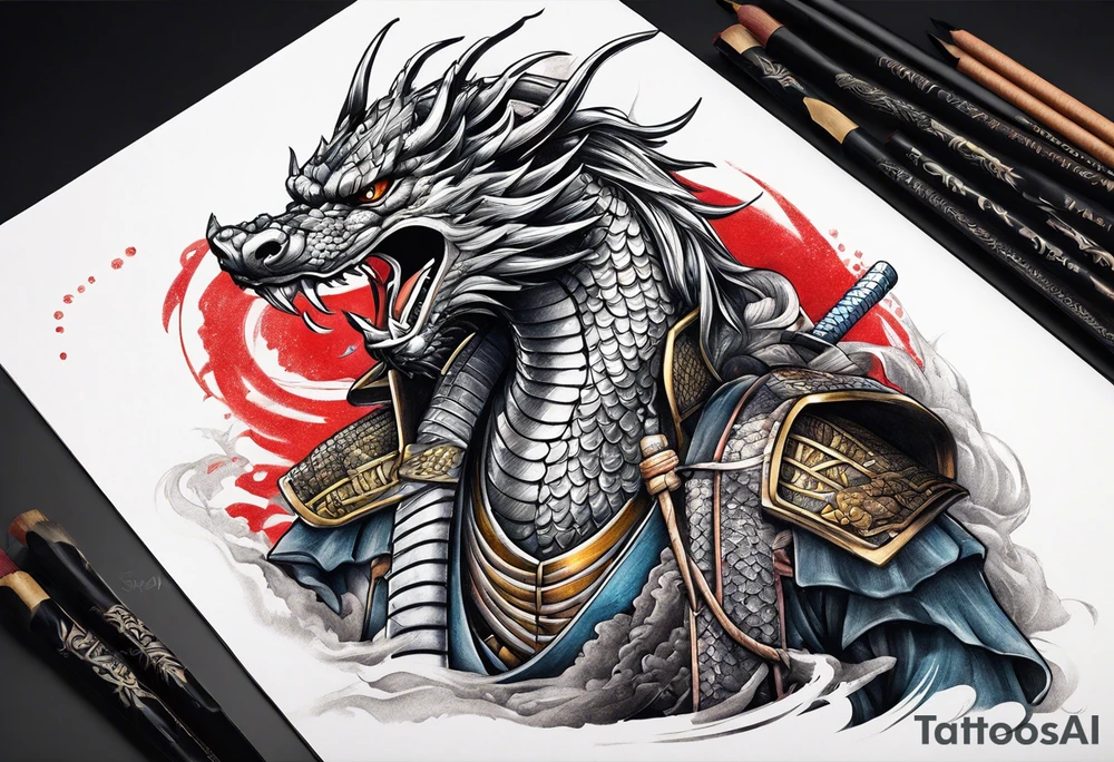 Samurai with dragon tattoo idea