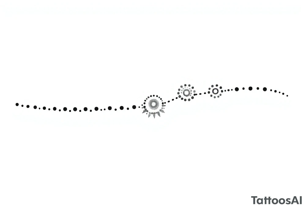 long shaman  style mytical bold line with ancient rhyme tattoo idea