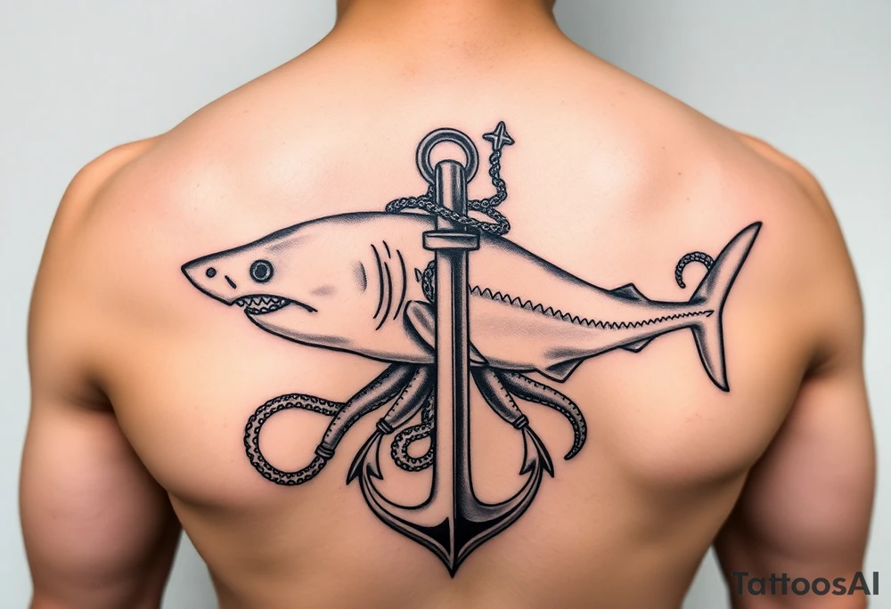 Hammerhead shark,anchor,octopus. tattoo idea