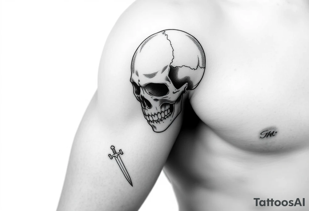 To Swords and a skull tattoo idea