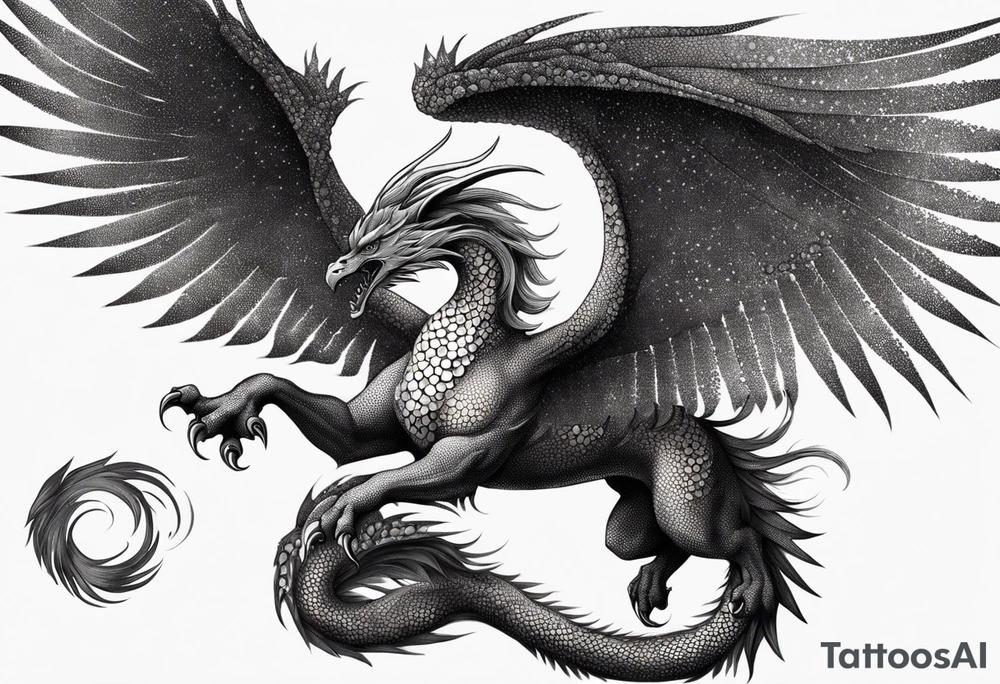phoenix fighting a medieval
 dragon tattoo idea