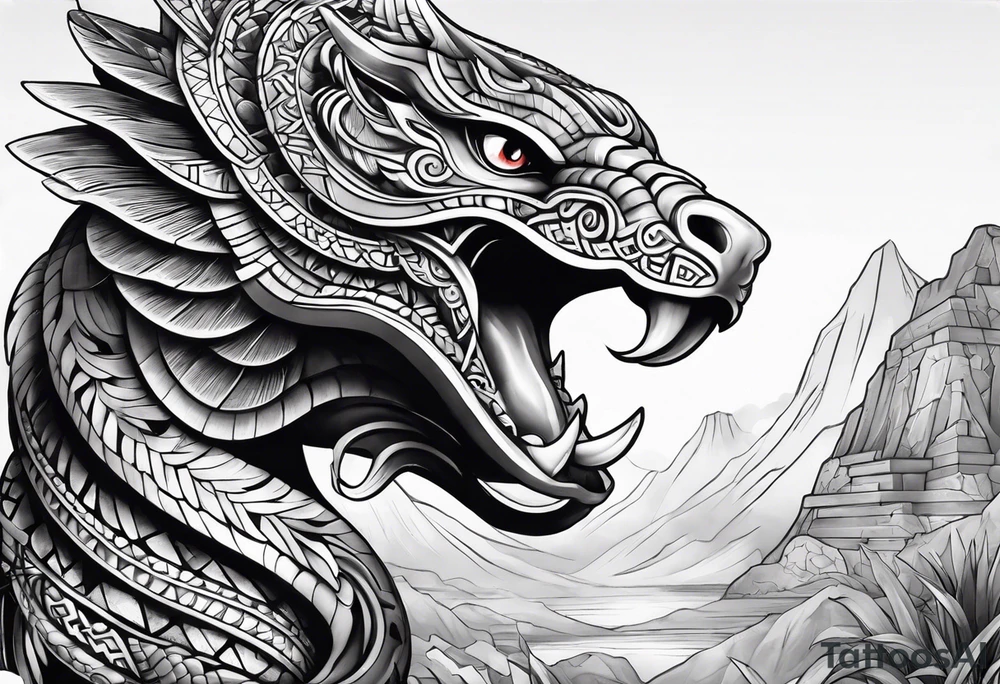 aztec snake sleeve tattoo idea