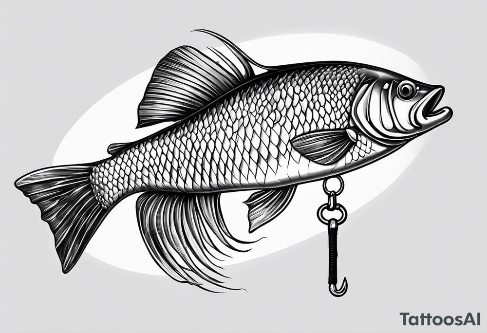 fishingpole and line with hook tattoo idea