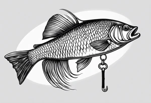 fishingpole and line with hook tattoo idea