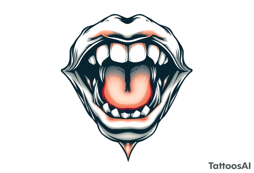 A set of lips snarling with 50cal round between teeth tattoo idea